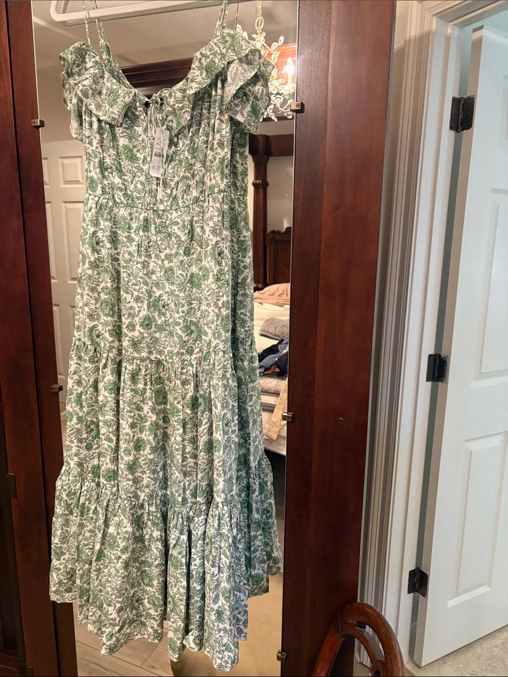 J. Crew Green and White Floral Maxi Dress
